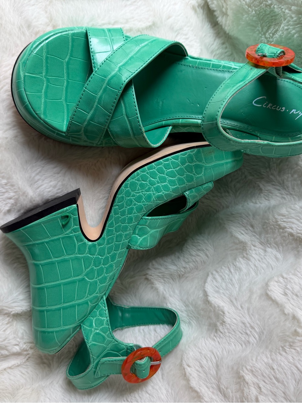 NWOT! Circus by Sam Edelman Peony platform sandals in bright jade green croc - Picture 4 of 8